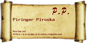 Piringer Piroska névjegykártya